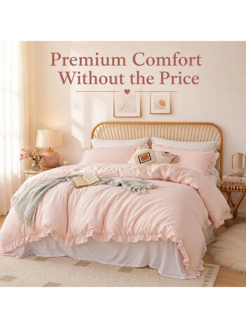 Blush Pink Ruffle Comforter Set Queen - Soft, Cozy Bedding for Stylish Bedrooms
